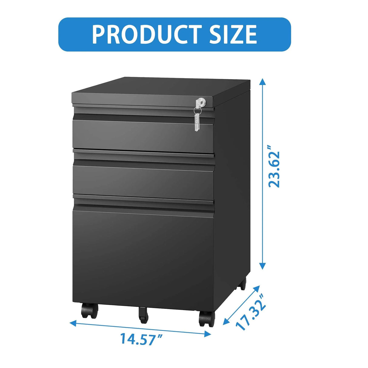 Metal Drawer Mobile File Cabinet With Lock For Home Office Organizer - Furniture Home Direct