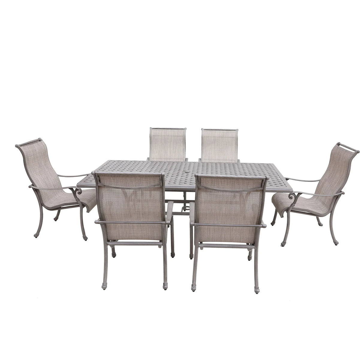 Cast Aluminum Dining Set With Sling Chairs - Furniture Home Direct