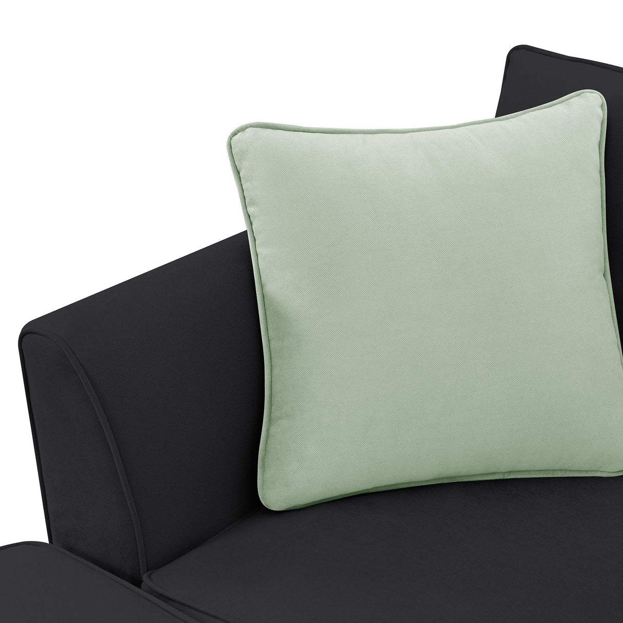 L Shaped Sectional Sofa with Ottoman and Cushions Black - Furniture Home Direct