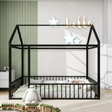 Metal Bed House Bed Frame With Fence - Furniture Home Direct