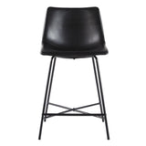 Modern Upholstered Counter Stool With Metal X Base (Set of 2) - Black - Furniture Home Direct