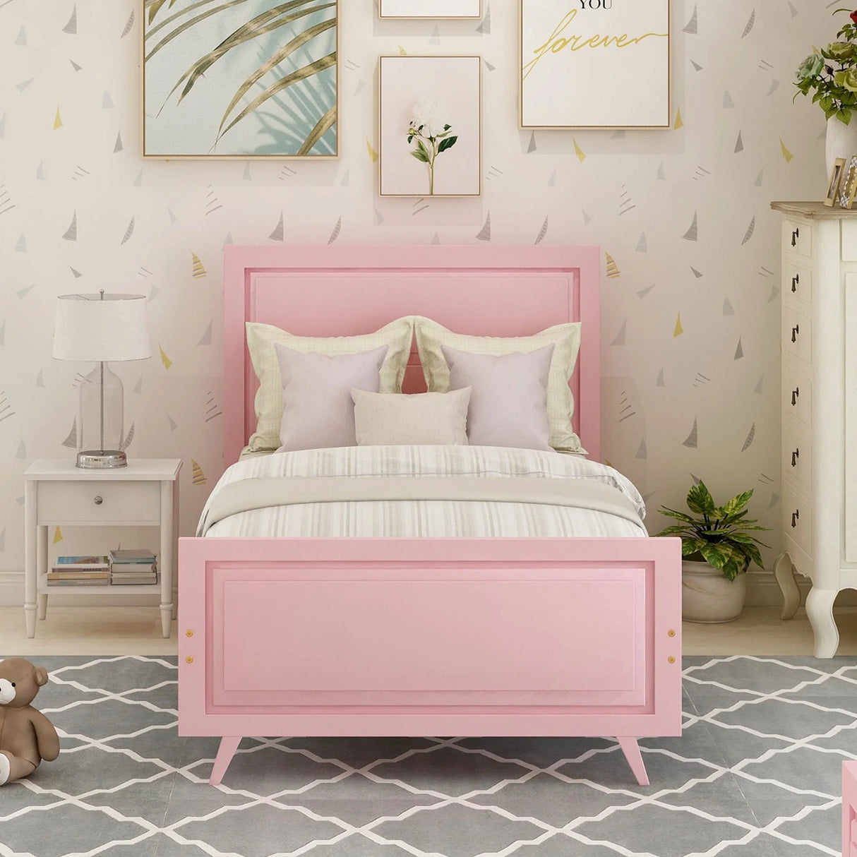 Twin Platform Bed Frame Mattress Foundation With Headboard And Wood Slat Support - Furniture Home Direct
