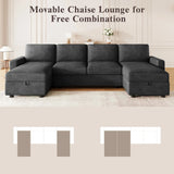 Convertible Sectional Sofa With Storage Chaise Lounges And USB Ports - Furniture Home Direct