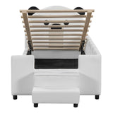 Upholstered Daybed With Bear Shaped Headboard, Hydraulic System And Breathable Mesh Fence - Furniture Home Direct