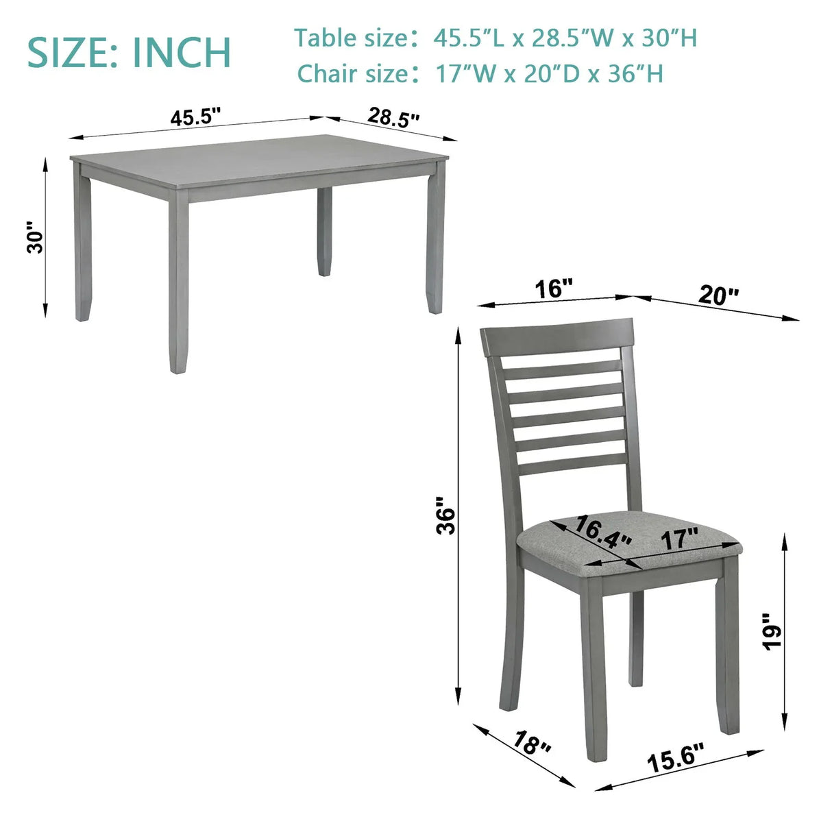 5 Pieces Modern Dining Set, Rectangular Wooden Dining Table With 4 Upholstered Chairs - Furniture Home Direct