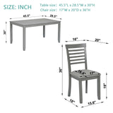 5 Pieces Modern Dining Set, Rectangular Wooden Dining Table With 4 Upholstered Chairs - Furniture Home Direct