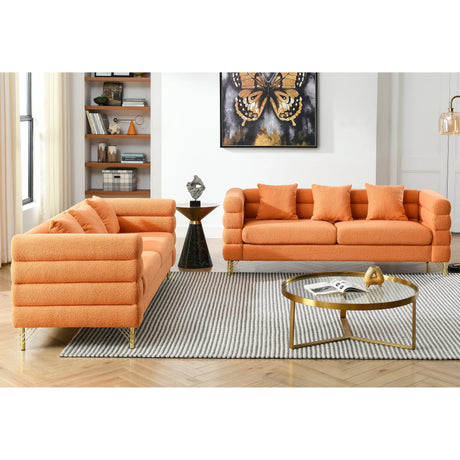2 PC Living Room Set ( 2 Sofas) - Orange - Furniture Home Direct