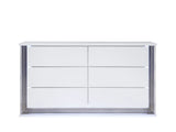 Queen Bedroom Set 5 Piece Modern with LED Lighting White - Furniture Home Direct