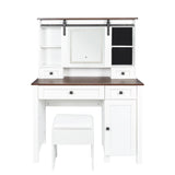 Farmhouse Makeup Vanity with Mirror and Lights - Furniture Home Direct