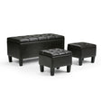 Storage Ottoman Set Tufted Faux Leather Soft Dark Brown - Furniture Home Direct