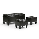 Storage Ottoman Set Tufted Faux Leather Soft Dark Brown - Furniture Home Direct