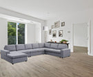 Hayden - Linen 7 Seat Reversible Modular Sectional Sofa Chaise - Furniture Home Direct