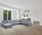 Hayden - Linen 7 Seat Reversible Modular Sectional Sofa Chaise - Furniture Home Direct