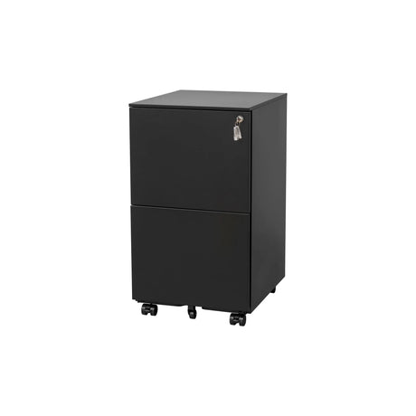 2 Drawer File Cabinet With Lock, Steel Mobile Filing Cabinet On Anti - Tilt Wheels, Rolling Locking Office Cabinets Under Desk For Legal / Letter Size - Furniture Home Direct