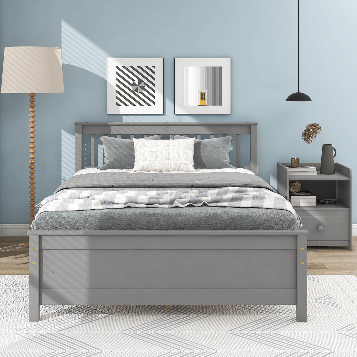 Bed With Headboard And Footboard For Kids, Teens, Adults, With A Nightstand - Furniture Home Direct