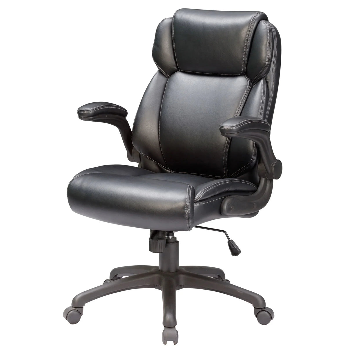 Modern Adjustable Office Chair Leather Upholstered Swivel Chair With Butterfly Mechanism Headrest - Gray - Furniture Home Direct