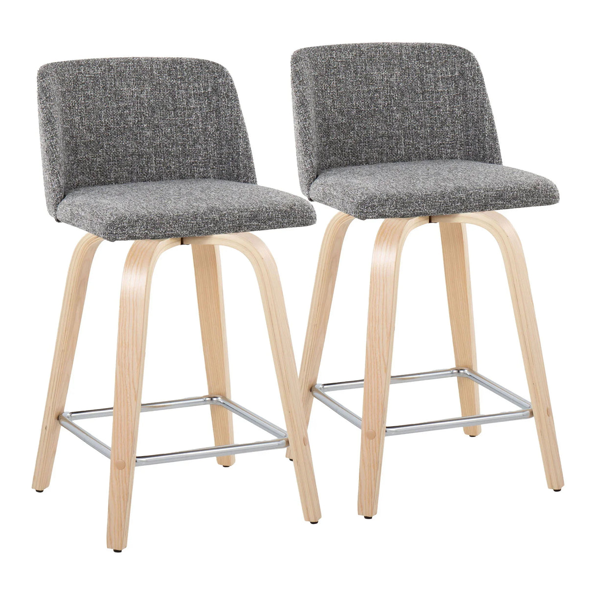 Toriano - Contemporary Fixed Height Counter Stool With Swivel With Square Footrest (Set of 2) - Furniture Home Direct