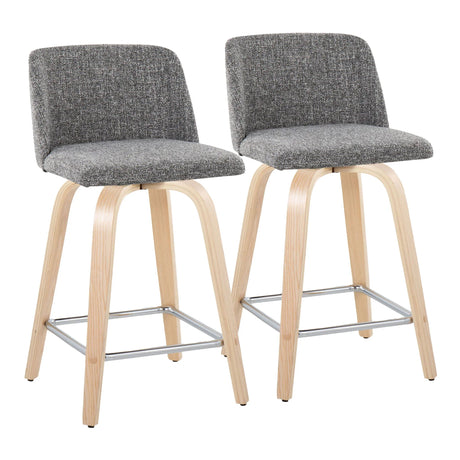 Toriano - Contemporary Fixed Height Counter Stool With Swivel With Square Footrest (Set of 2) - Furniture Home Direct