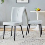 Dining Chairs Modern PU Upholstered Black Metal Legs Gray - Furniture Home Direct