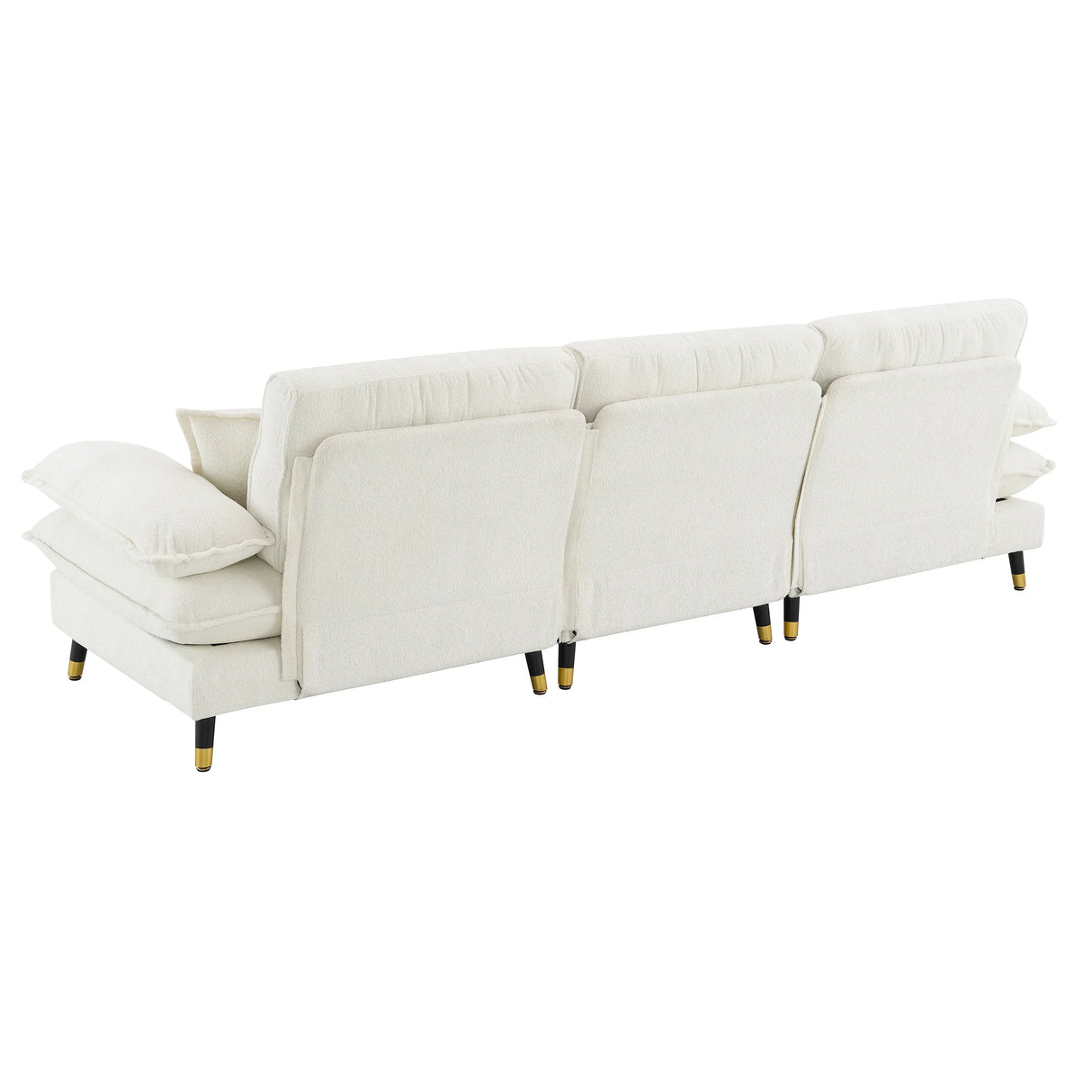 L Shaped Sofa Cloud Chenille Fabric Removable Ottoman White - Furniture Home Direct