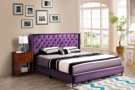 Upholstered Nailhead Trim Chic Bed - Furniture Home Direct