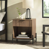 Modern Fluted Drawer Nightstand With Open Cubby Coastal - Furniture Home Direct