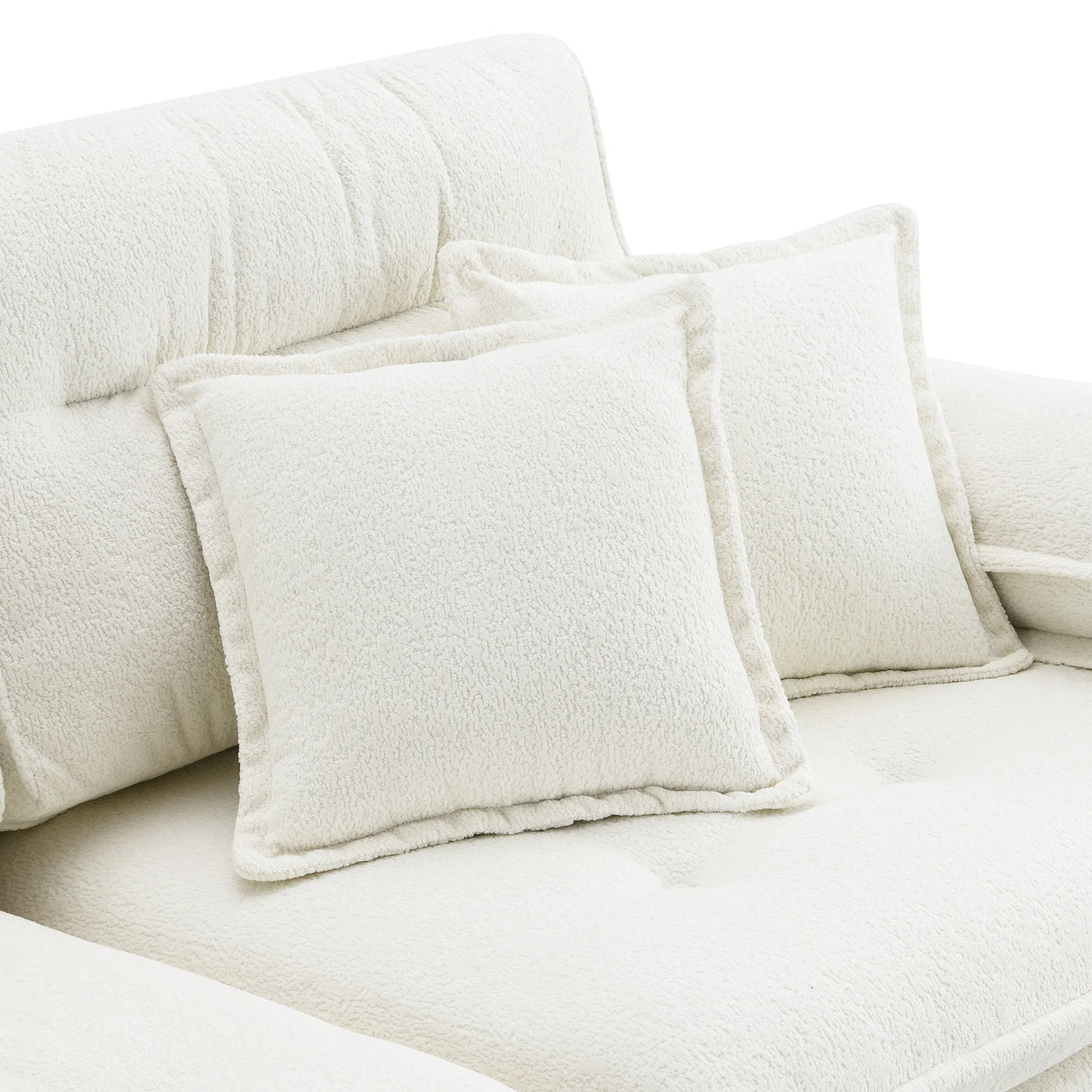 L Shaped Sofa Cloud Chenille Fabric Removable Ottoman White - Furniture Home Direct
