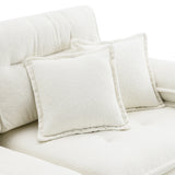 L Shaped Sofa Cloud Chenille Fabric Removable Ottoman White - Furniture Home Direct