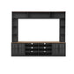Wall Unit Entertainment Center With Bookshelves For TVs Up To 80", Tempered Glass Doors And Adjustable Shelves - Furniture Home Direct