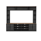 Wall Unit Entertainment Center With Bookshelves For TVs Up To 80", Tempered Glass Doors And Adjustable Shelves - Furniture Home Direct