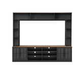 Wall Unit Entertainment Center With Bookshelves For TVs Up To 80", Tempered Glass Doors And Adjustable Shelves - Furniture Home Direct