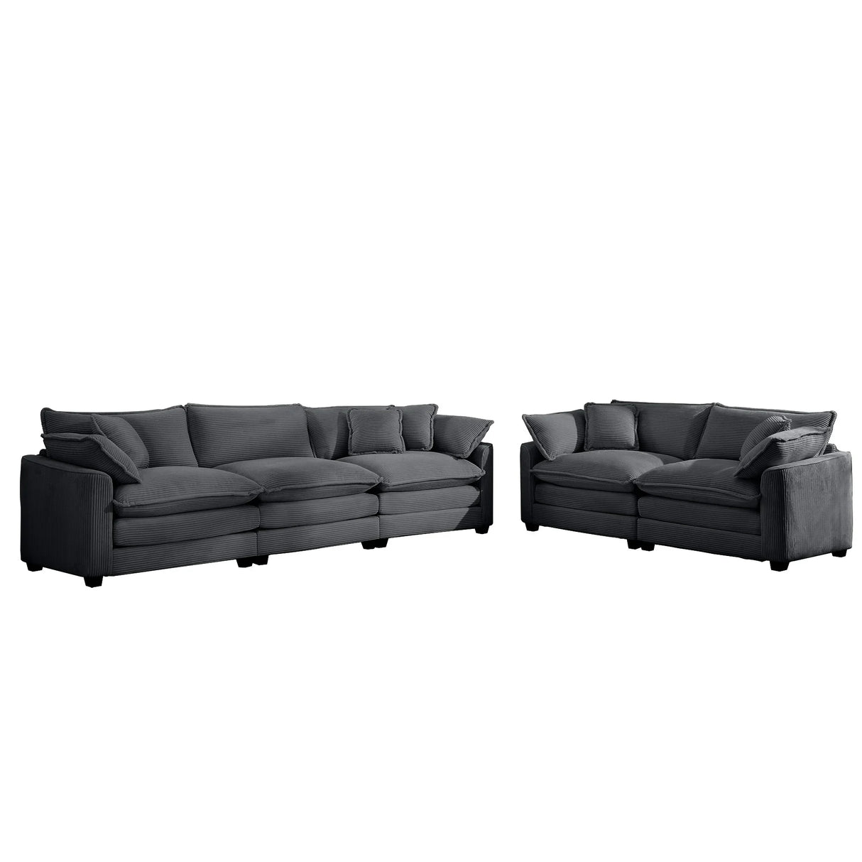 Sofa and Loveseat Set - Gray - Furniture Home Direct