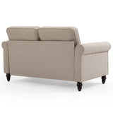 Transitional Upholstered Loveseat - Light Beige - Furniture Home Direct
