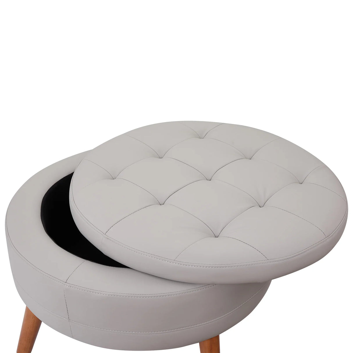 107 Inch Contemporary Sofa With Round Storage Ottoman Grey - Furniture Home Direct