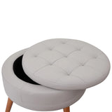107 Inch Contemporary Sofa With Round Storage Ottoman Grey - Furniture Home Direct