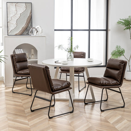 Dining Set Round Table With Chairs Antique Brown And White - Furniture Home Direct