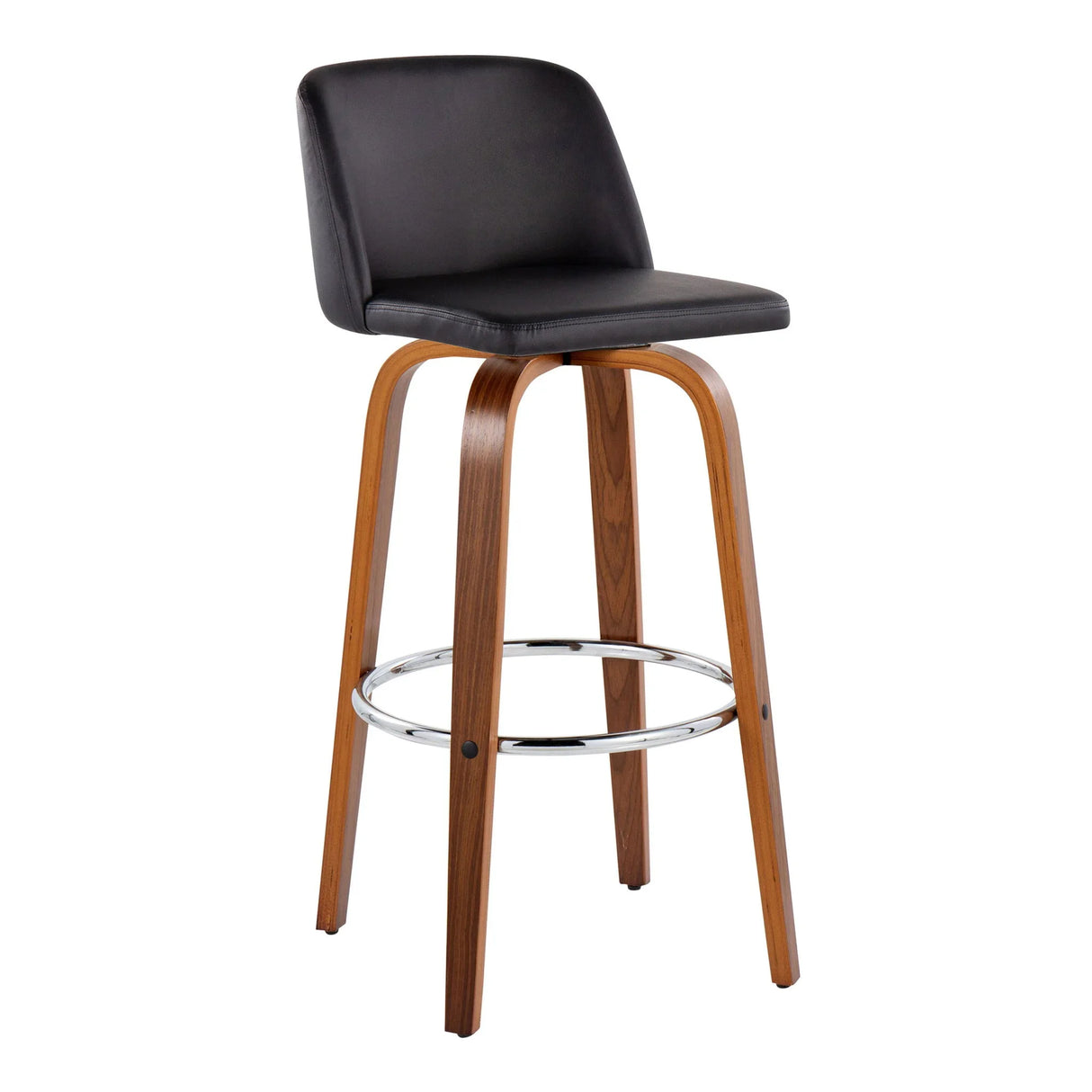 Toriano - Mid Century Modern Fixed Height, Barstool With Swivel With Round Footrest (Set of 2) - Furniture Home Direct