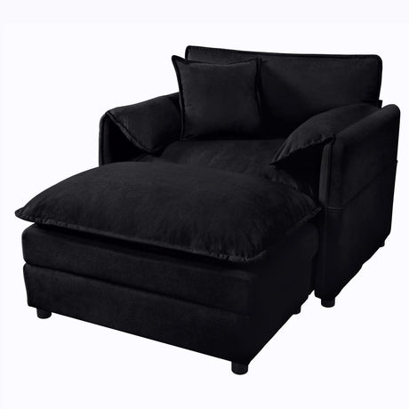 Oversized Chair With Movable Ottoman, Soft Upholstered Lounge Chair - Furniture Home Direct