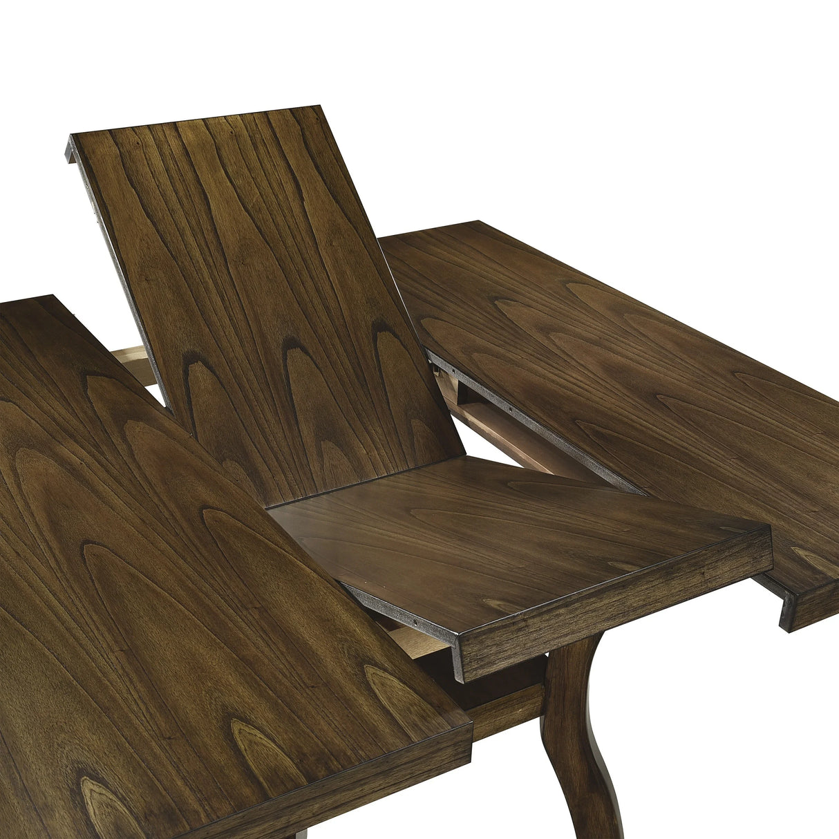 Dining Set With Self Storing Leaf And 6 Wood Chairs Brown - Furniture Home Direct
