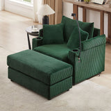 Single Sofa Couch With Storage Space, Movable Ottoman, USB Ports, Cup Holders, Phone Holder - Furniture Home Direct