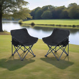 2 Pieces Outdoor Camping Chairs Folding / Portable, Comfortable Seating, Durable Steel Fram - Furniture Home Direct