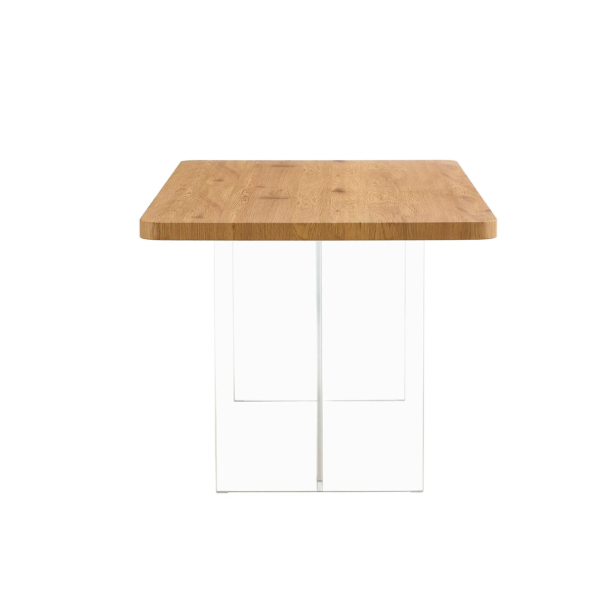 Dining Table With Wooden Top And Clear Acrylic Legs Natural - Furniture Home Direct