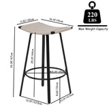 Counter Height Bar Stools Backless Handwoven Kitchen Dining Chairs With Round Footrest (Set of 2) Weaving Pub Stoo - Creamy White - Furniture Home Direct