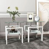 Modern Tempered Glass Tea Table, End Square Table For Living Room - Furniture Home Direct