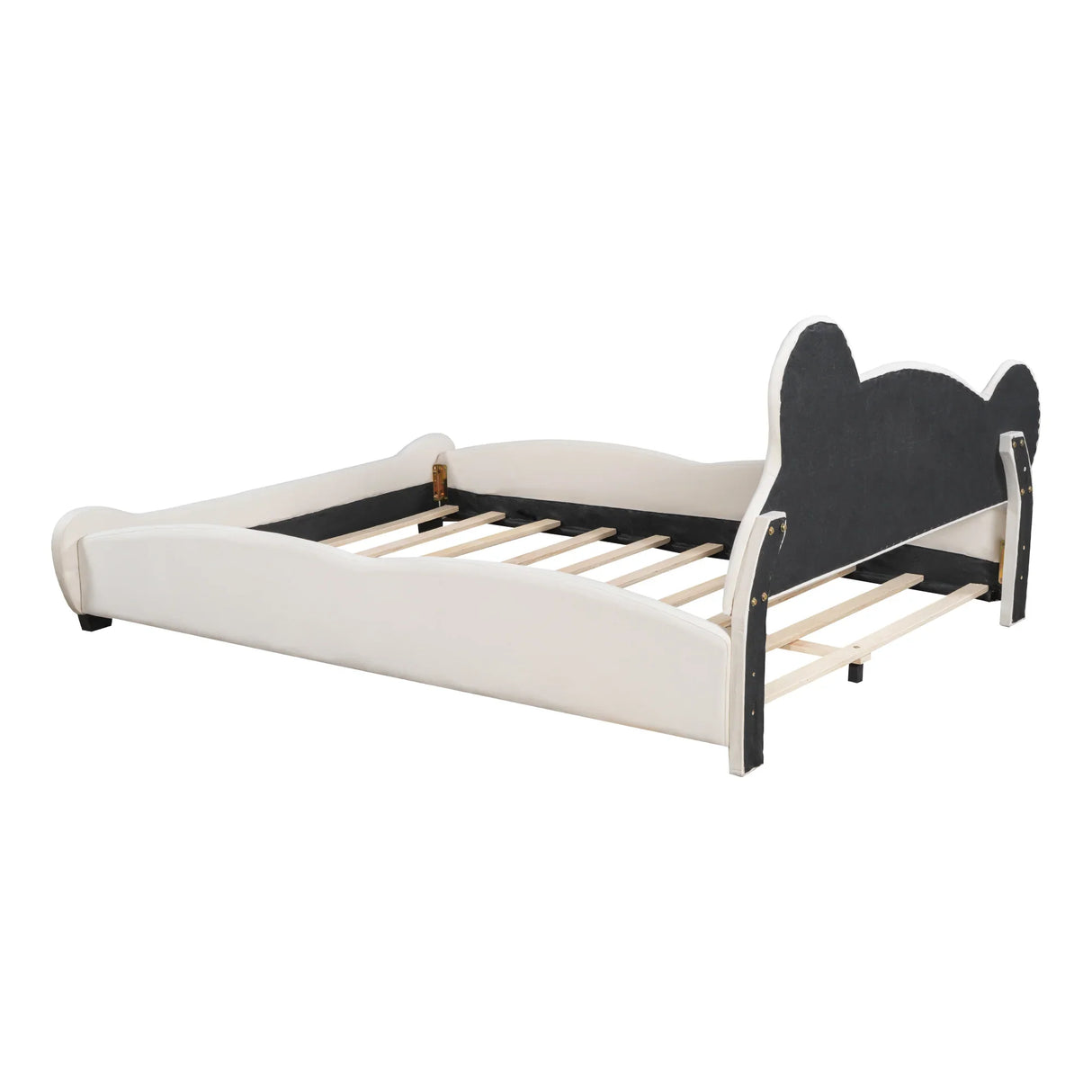 Kids Bed Bear Headboard with BuiltIn Storage Beige - Furniture Home Direct