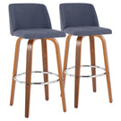Toriano - Mid Century Modern Fixed Height, Barstool With Swivel With Round Footrest (Set of 2) - Furniture Home Direct