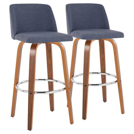 Toriano - Mid Century Modern Fixed Height, Barstool With Swivel With Round Footrest (Set of 2) - Furniture Home Direct