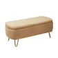 Storage Ottoman Bench For End Of Bed Gold Legs, Modern Camel Faux Fur Entryway Bench Upholstered Padded With Storage For Living Room Bedroom - Furniture Home Direct