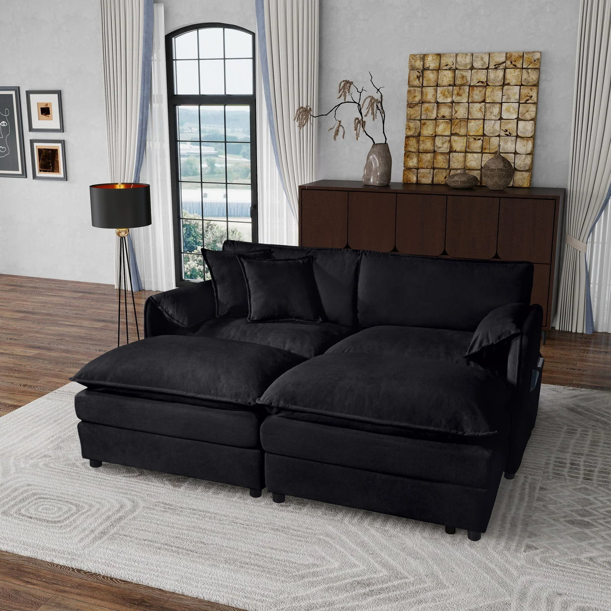 Modern Comfy Deep Seat Modular Sectional Sofa Cloud Couch With Ottoman - Furniture Home Direct
