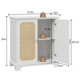 Rattan Decorated Accent Cabinet - White